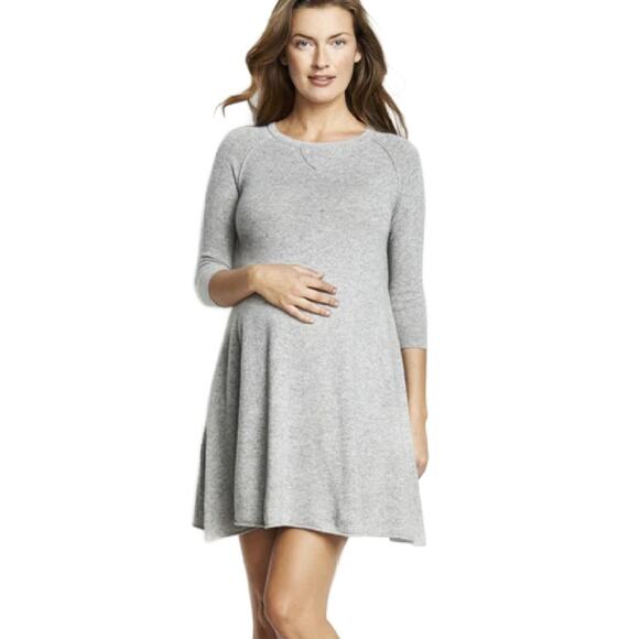 MATERNAL AMERICA Cashmere 3/4 Sleeve Sweater Mini Dress Gray Maternity Small - Picture 9 of 9